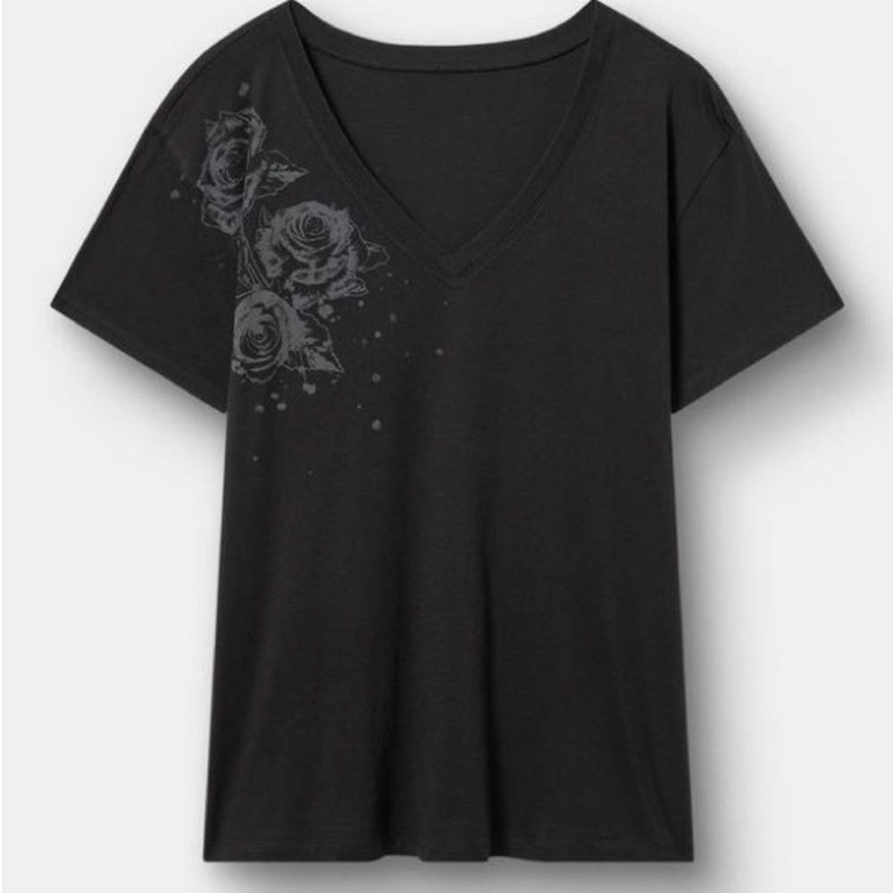 TORRID Relaxed Vintage Cotton Jersey V-Neck Tee